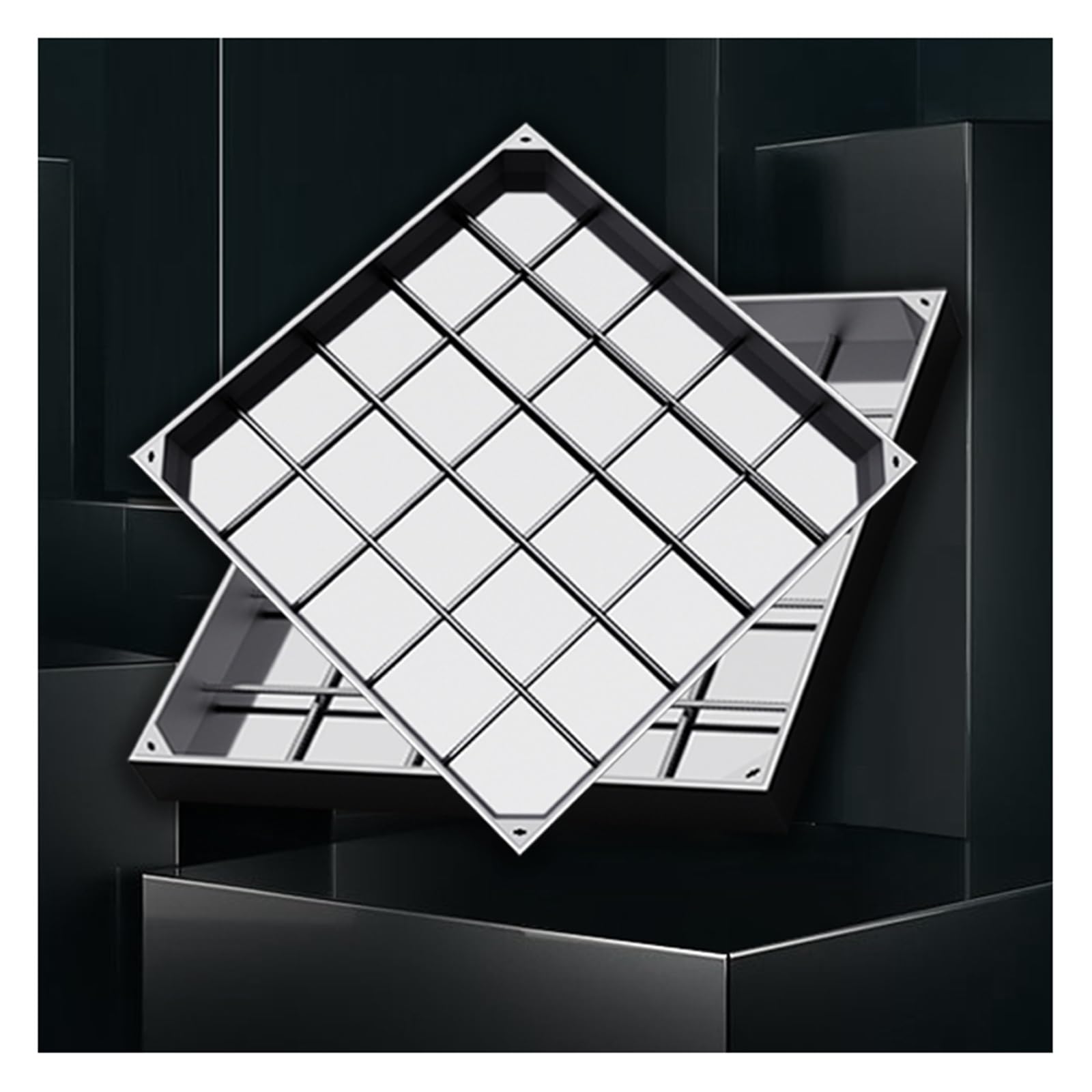 Stainless Steel Invisible Manhole Cover, Invisible Manhole Cover and Frame, Decorative Septic Tank for Outside, Embedded and Frame