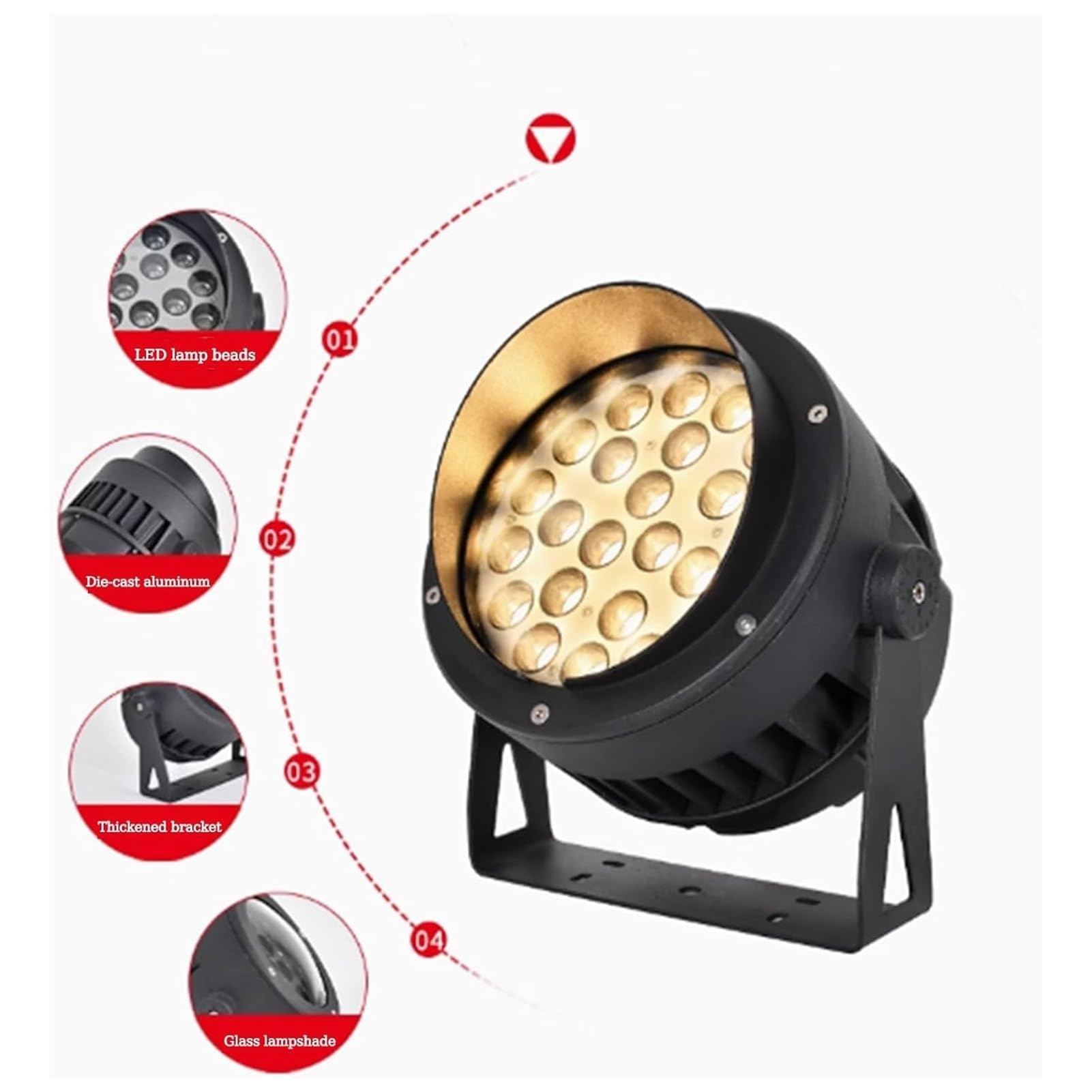 Spot LED Rotatif pour Jardin, éclairage d'extérieur enterré, étanche IP65, idéal pour Un Jardin, Une Cour ou Une pelouse(Warm White,36w)