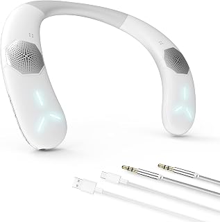 ENUOSUMA Neckband Bluetooth Speaker Neck Speaker 3D Stereo Sound Wireless Wearable Speakers with Dynamic RGB Personal Speaker for Home Work TV Game,Built in MIC & AUX