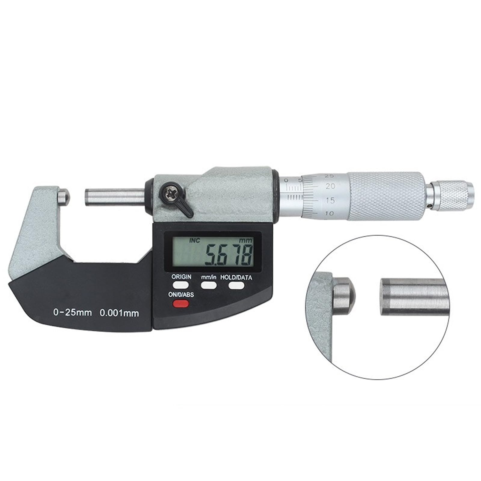 Digital Ball Anvil Micrometer with 0-1