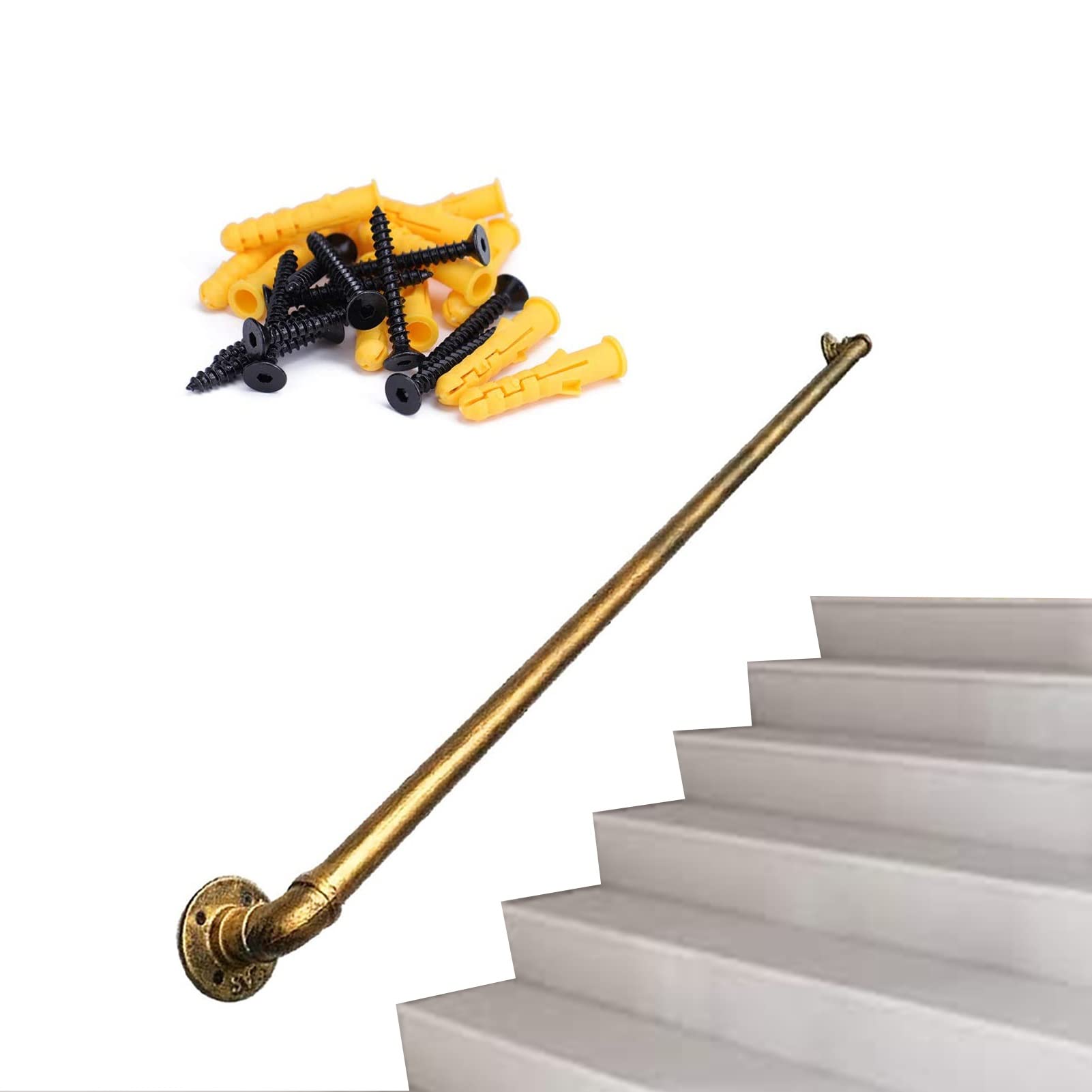 Rampe d'escalier kit réglable 1-2.5 m extérieur et bar en tuyau