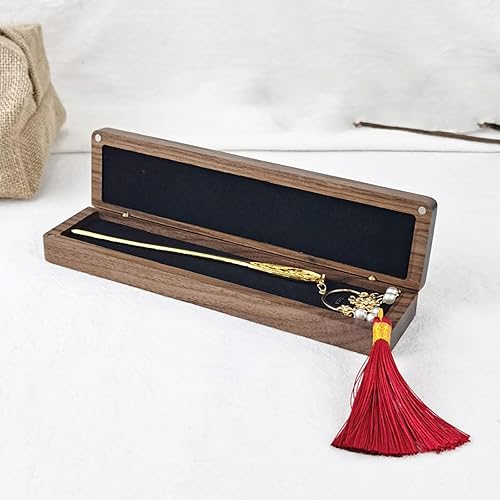 Miniatura 3 de Caja de regalo de collar largo de madera maciza, estuche de almacenamiento de pulseras para bodas, compromisos, propuestas, cumpleaños
