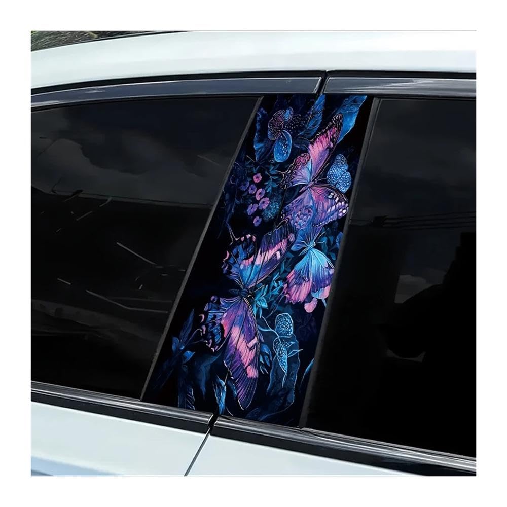 Car Parts 2 Pieces of Automotive B-Pillar Stickers Butterfly Smooth Material Protection Film
