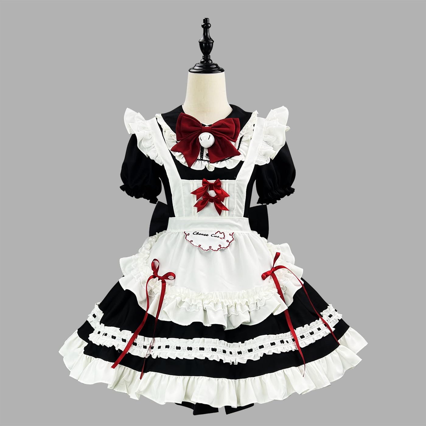 Lolita - Costume da cameriera a maniche corte da donna, con volant, per cosplay, Halloween, bar, scuola, festival, feste
