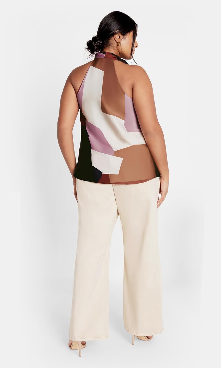 City Chic Women's Plus Size Top-Chloe Cowl Halter Neck Print, - Image 4