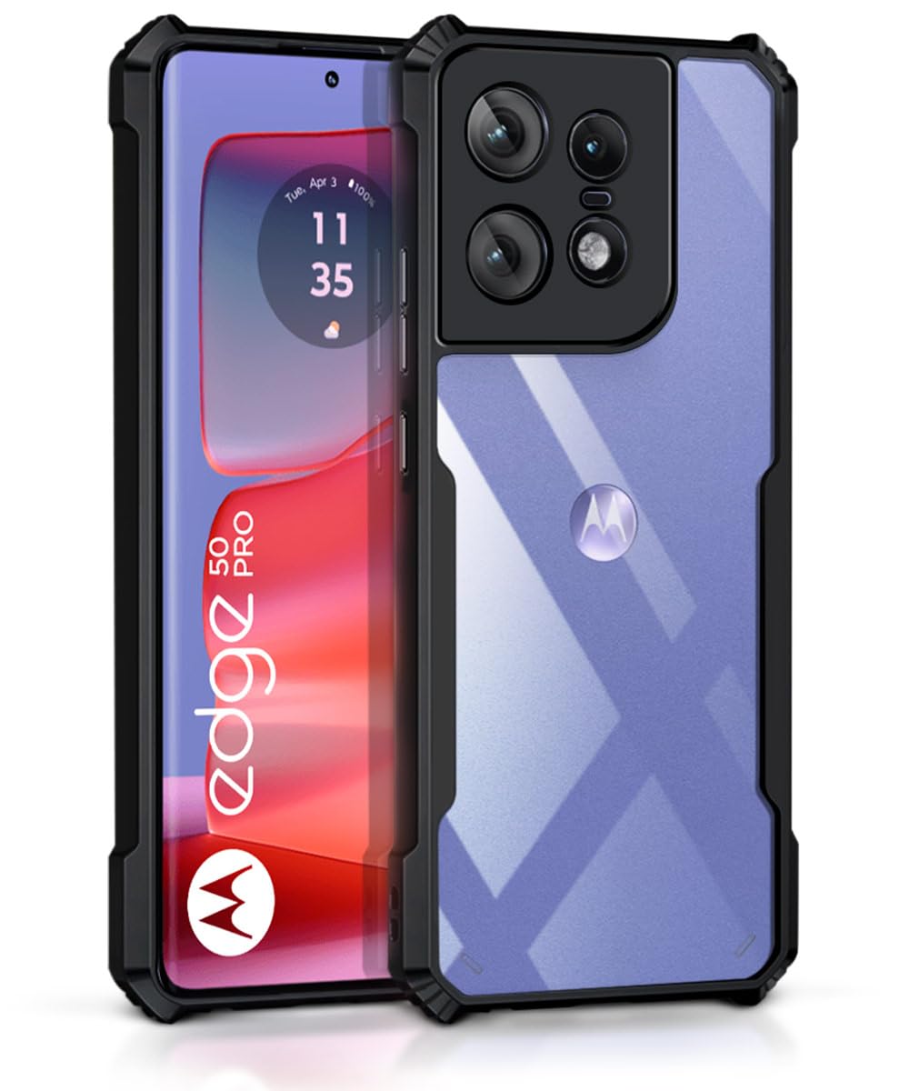 WOW IMAGINE Thermoplastic Polyurethane Shock Proof Clear Protective Back Case For Motorola Moto Edge 50 Pro-Airedge Technology|360° Camera Protection|Transparent Hybrid Back Case Backcase For Mobile Cover-Black (B0D1VJVZTS) Amazon Price History, Amazon Price Tracker