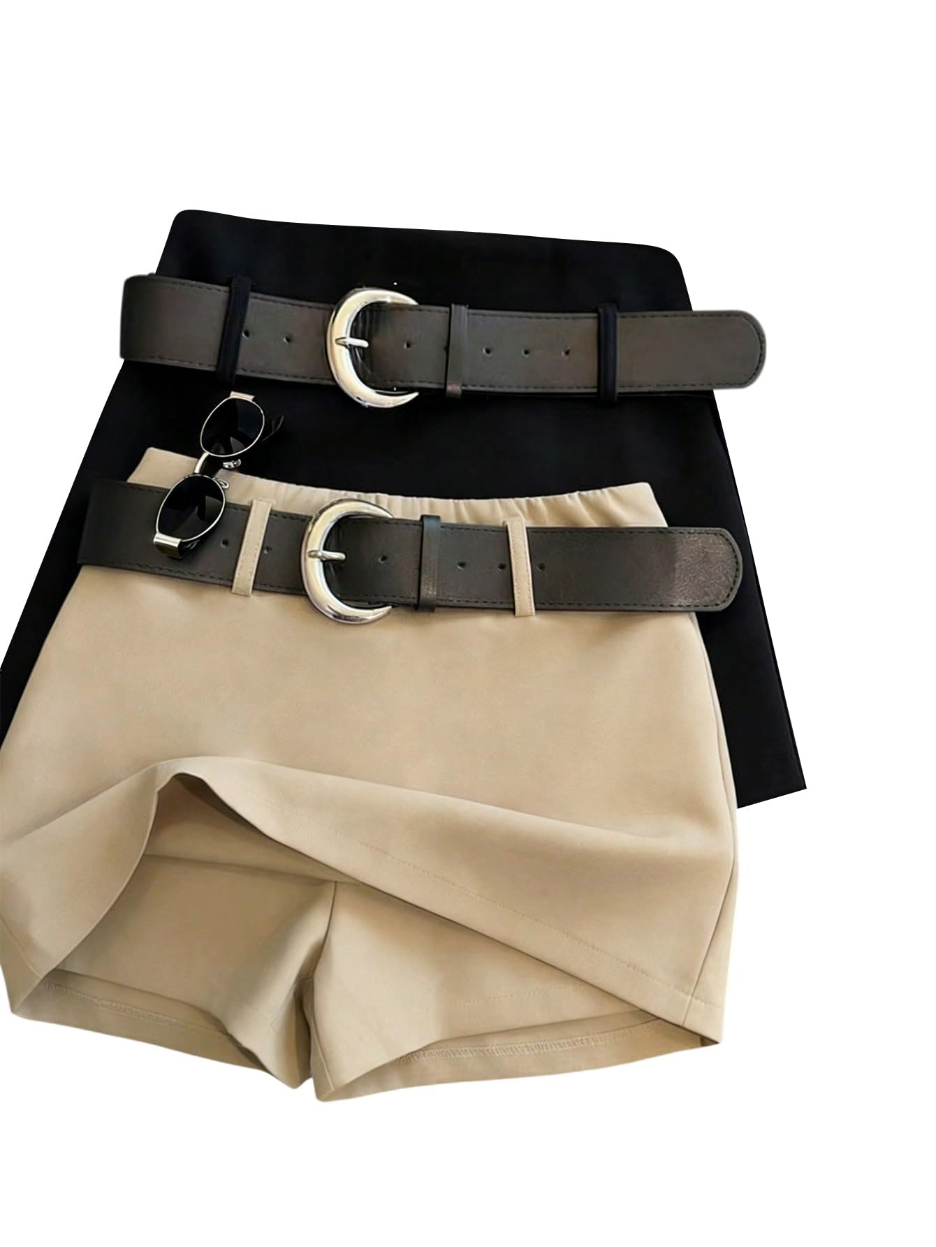 SOLY HUX Gonna elegante da donna, a vita alta, mini gonna estiva con pantaloni, linea ad A, gonna con cerniera, abbigliamento casual