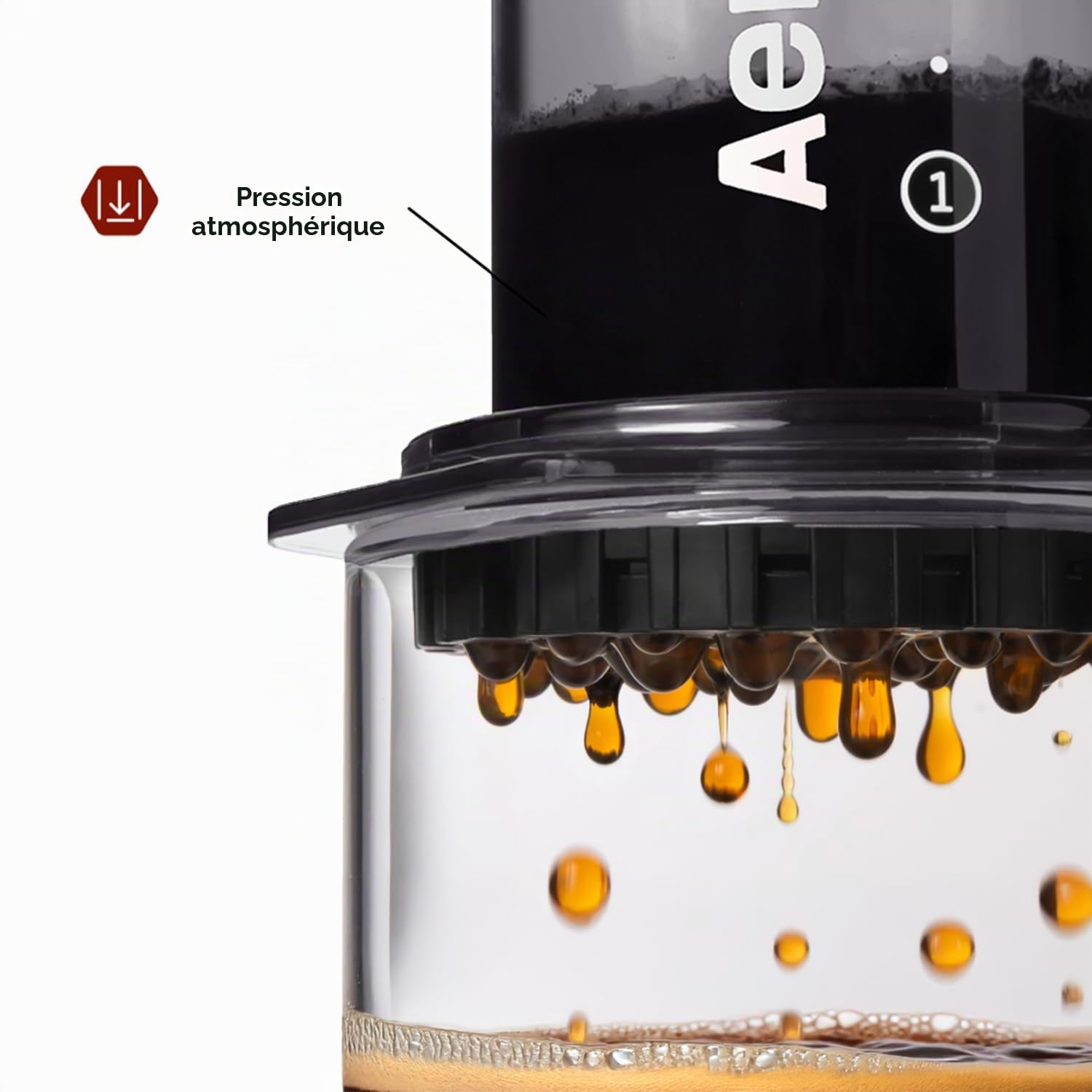 AeroPress Clear Black cafetière à piston tout-en-un, style expresso et filtre, infusion en 2 minutes, petite cafetière portable idéale pour les voyages et le camping