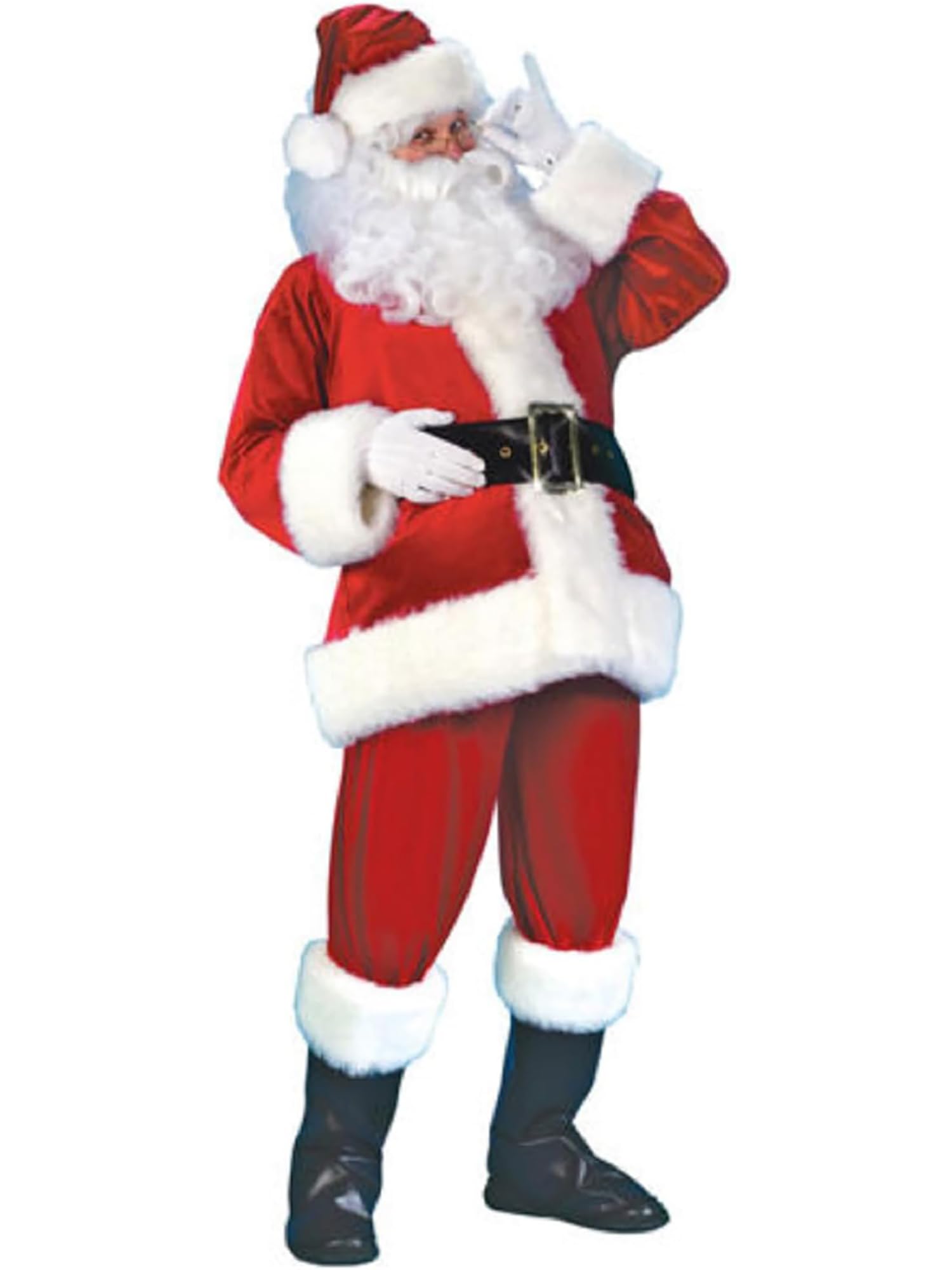 Svuitmsl Christmas Santa Claus Costume Outfits Luxury Deluxe Velvet Cosplay Fancy Dress Xmas Party Novelty Tops Pants Cosplay (A-White, S)