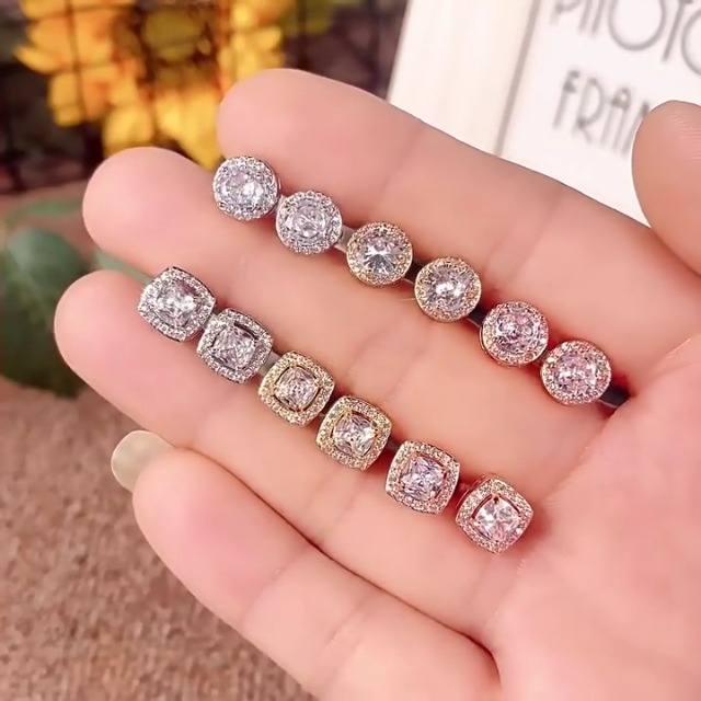 Boucles D'Oreilles Or Et Diamants De Synthèse - Bijoux En Ligne