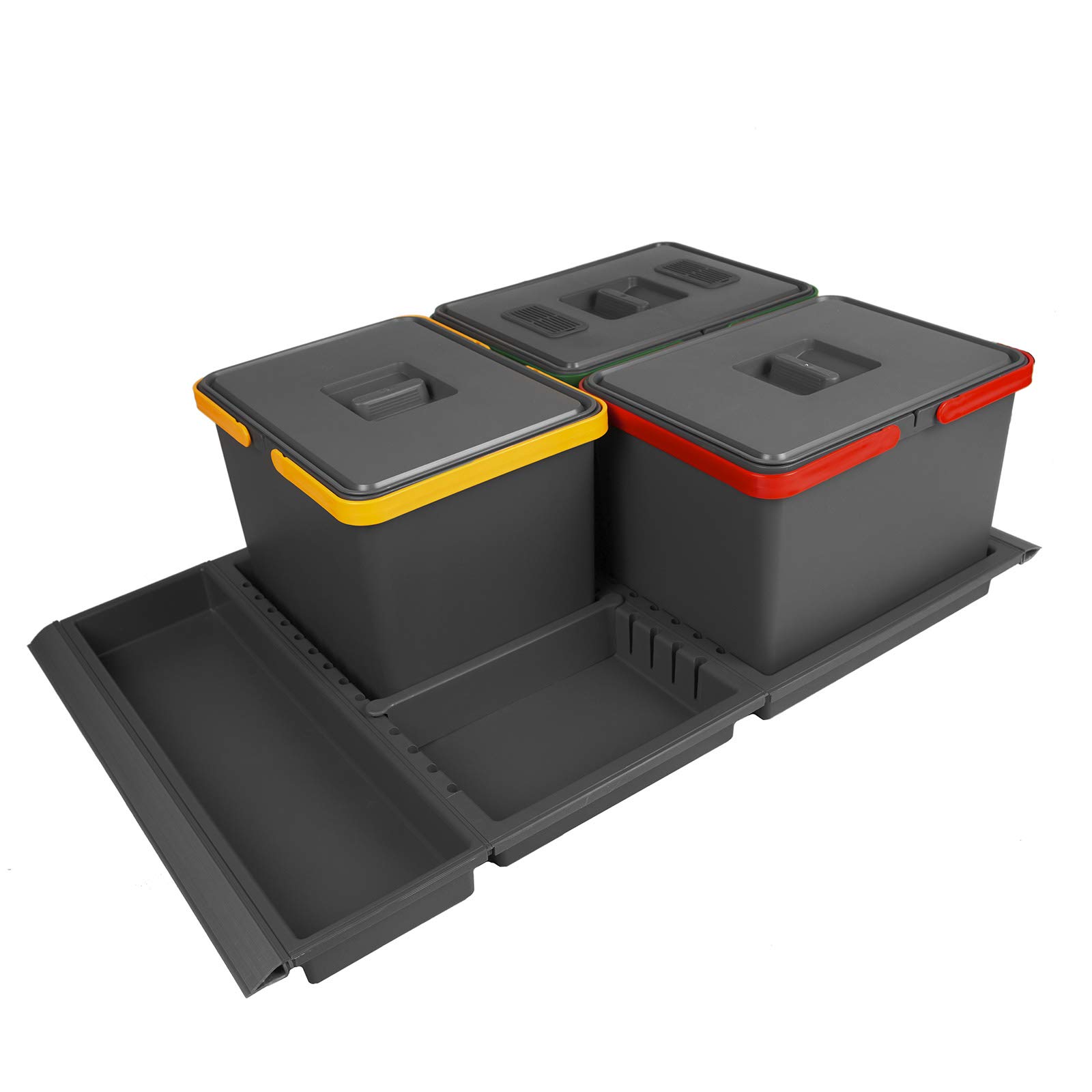 SOTECH Abfallsammler Metropolis PTC22 08050 7F Auszug | 12+12+12L mit Deckel Abfallsystem f. Korpusbreite 80cm