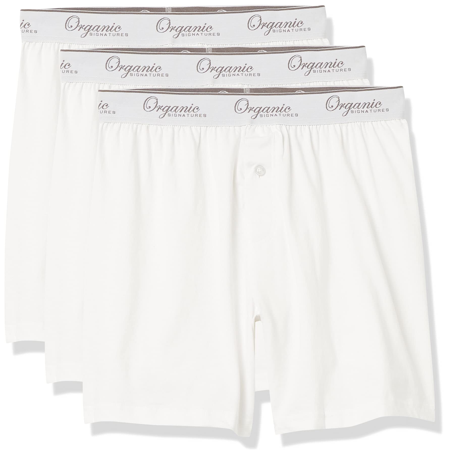 Organic Signatures Men's Boxers 100% Organic Cotton, Soft Boxers for Men, 3-Pack