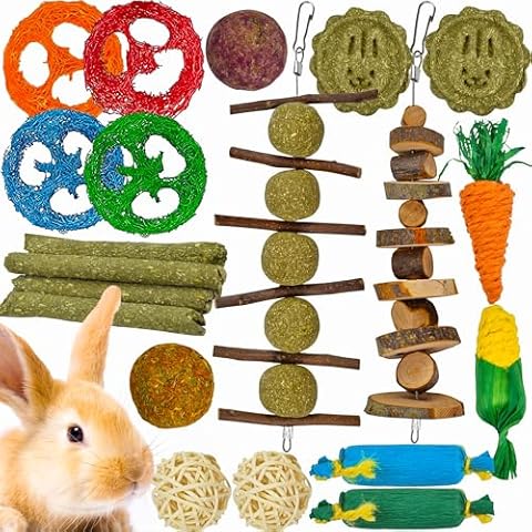 Ousiya 21-Pack Natural Rabbit Chew Toys Cover