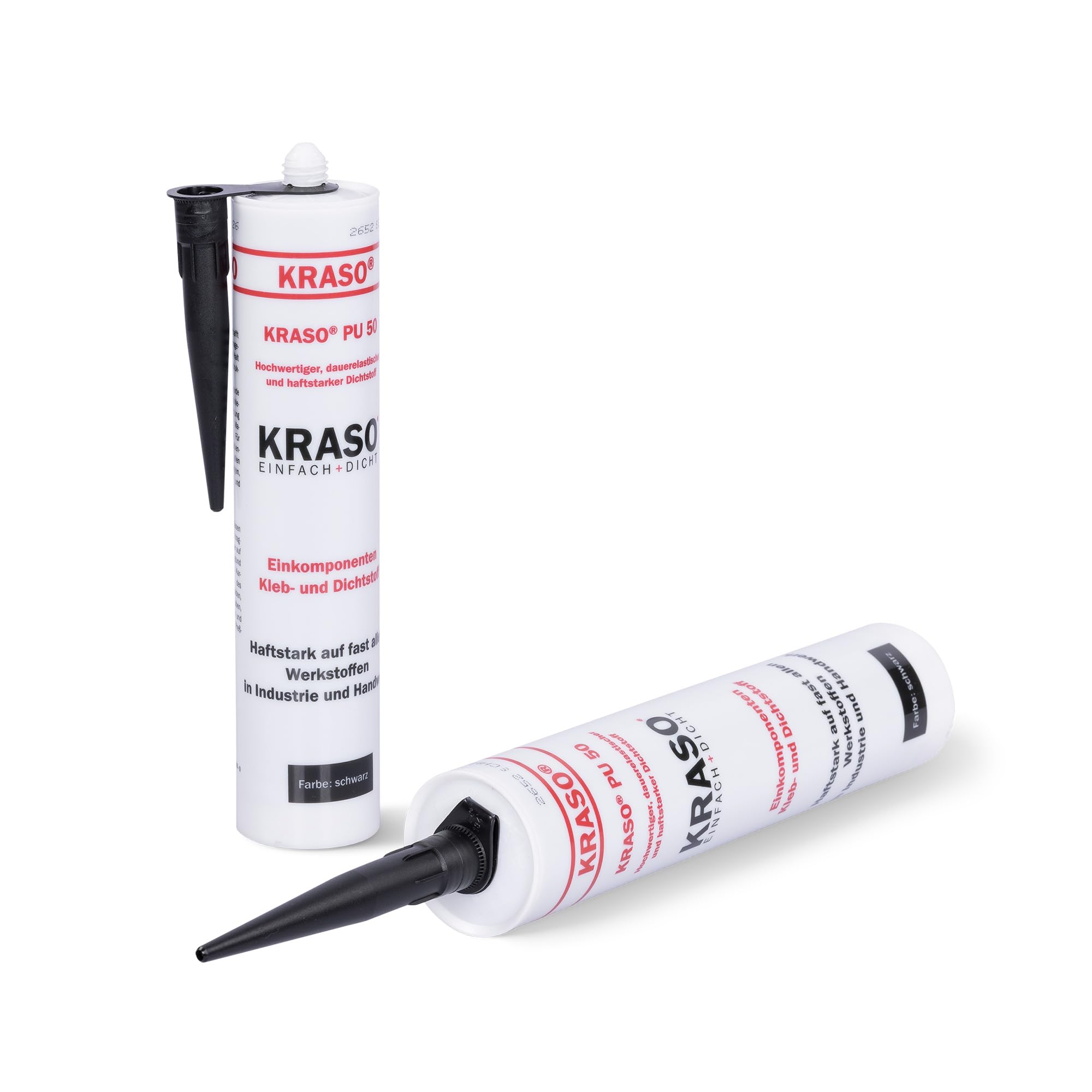 KRASO® PU 50 - Mastic adhésif élastique en permanence - Forte adhérence - Pour la fixation de brides de film pour surfaces humides et sèches - Colle de montage (12 pièces)