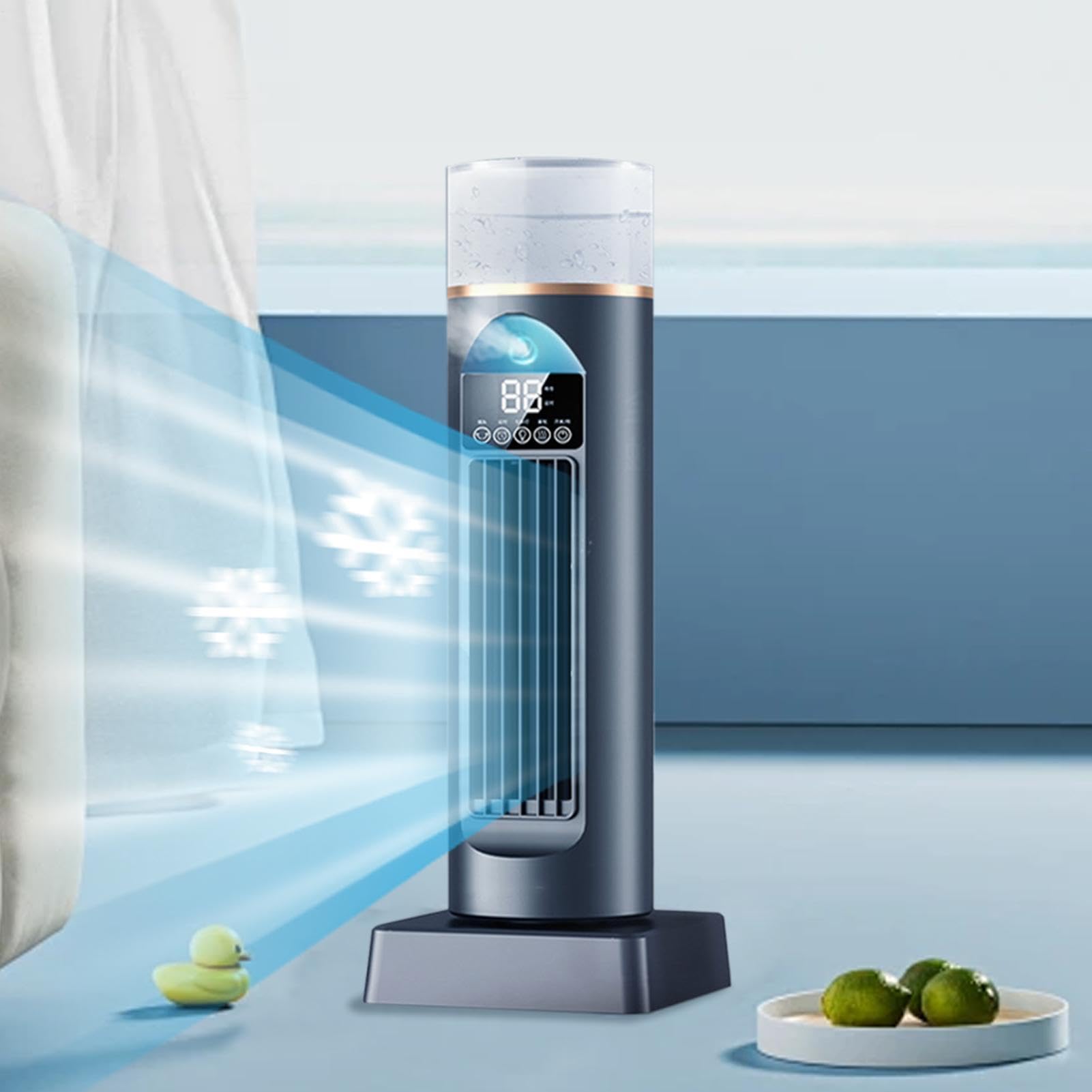 Turm AC -Klimaanlage, Kaltluftventilator, Cool Air Lüfter für Schlafzimmer, Ruhiger oszillierender bladerloser Kühler mit Fernbedienung und Wassertank, 6 Geschwindigkeitsbefeuchter für Schlafzimmer