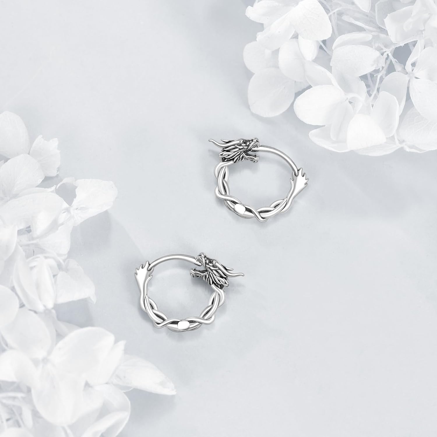 Dragon Earrings 925 Sterling Silver Dragon Hoop Earrings Jewelry Gifts for Men Women Dragon Lovers