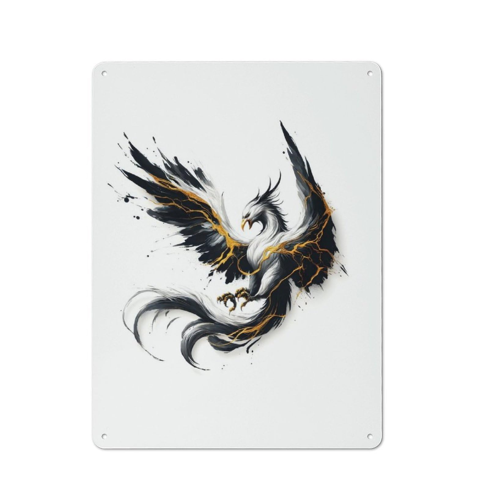 Junmoney Painting Phoenix Metal Plaque 40X30cm With For Pub Or Café, Rustic Decor, For Pub Decor Enthusiasts