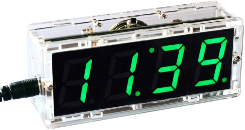 Gearwoo 4-Digital DIY Clock Kits, LED Talking Clock Without Speaker, PCB for Soldering Practice Learning Electronics +Transparent/Injection Molding Case+ English Instructions