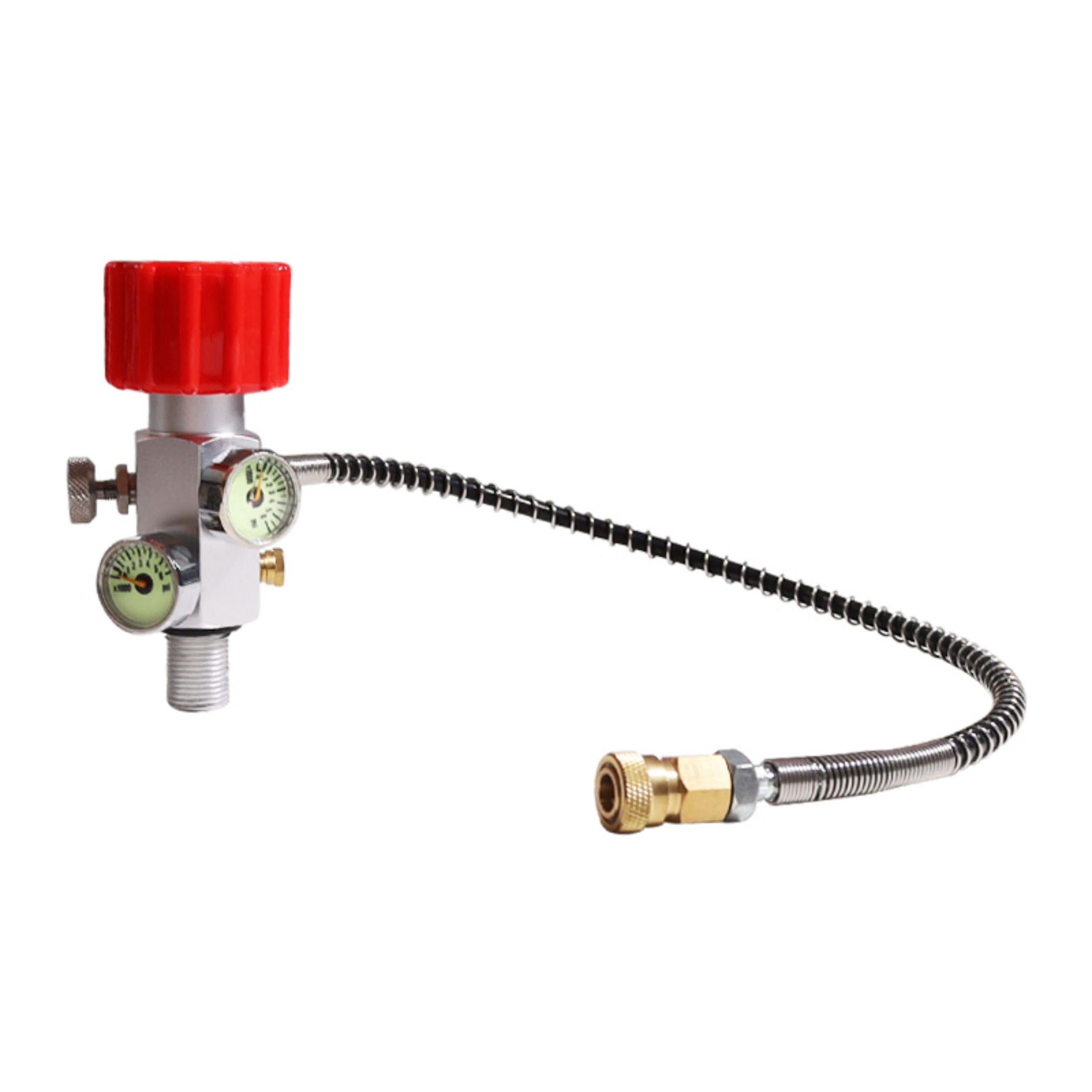 TUXING 4500Psi 300Bar Fill Station Stainless Steel Charging Valve Dual Gauge Regulator Adapter with 24