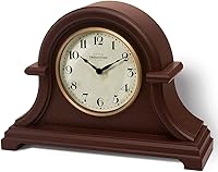 Presentime Vintage Farmhouse Napoleon Mantel Clock - 13x10 Inch Walnut Brown Desk Shelf Clock Quartz Movement Domed Lens