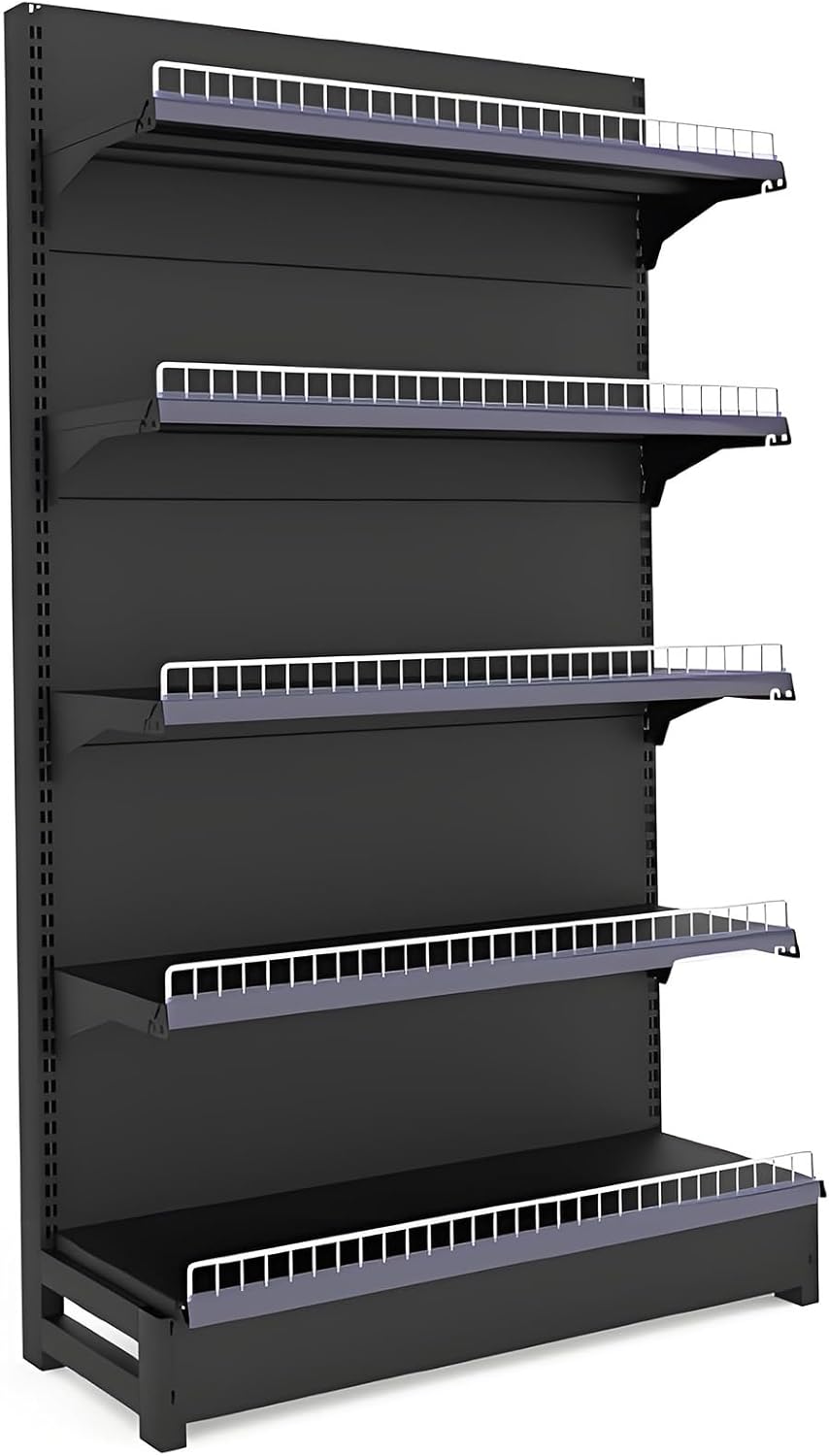 5-Layer Supermarket Gondola Shelving Display, Heavy Duty Metal Gondola Shelving for Commercial Retail Stores, Adjustable, Free Combination(Main Frame,L93cm/36.6in)