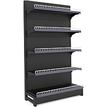 5-Layer Supermarket Gondola Shelving Display, Heavy Duty Metal Gondola Shelving for Commercial Retail Stores, Adjustable, Free CombinationMain Frame,L93cm/36.6in