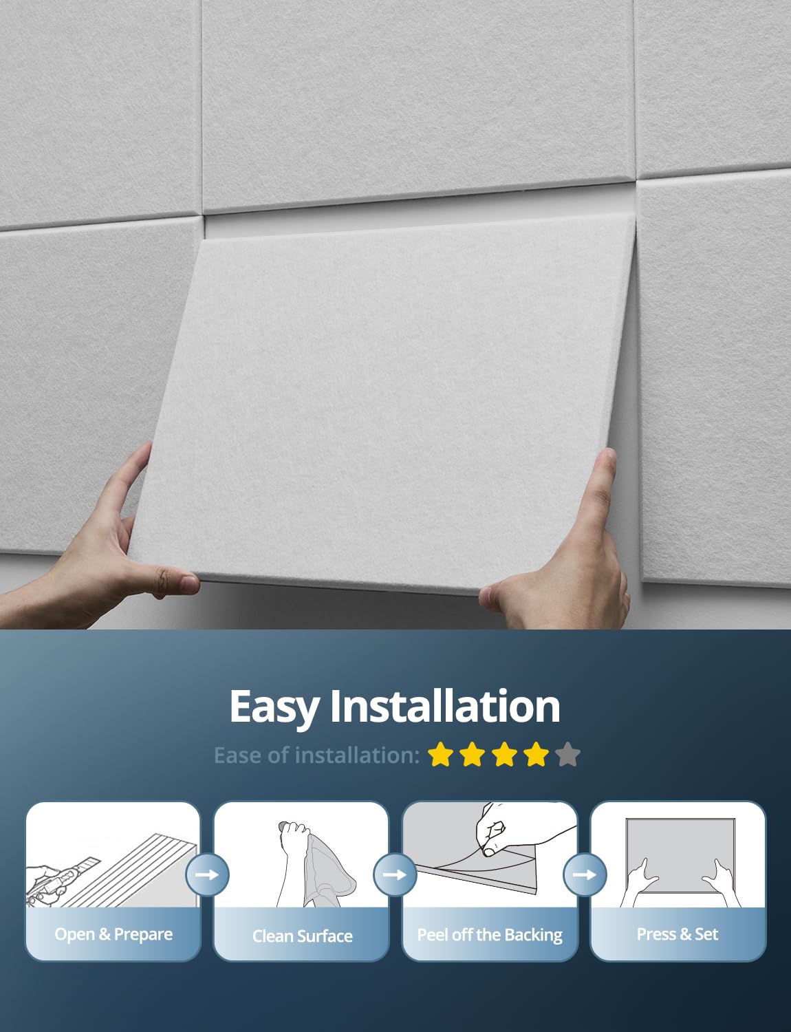 Kuchoow Paneles Acusticos Rectangular Decorativos Pared Autoadhesivo, 12 piezas placas acustica pared y reducción de sonido eco para habitación, salon, puerta y techo, 40 x 30 x 0,9 cm, Beige