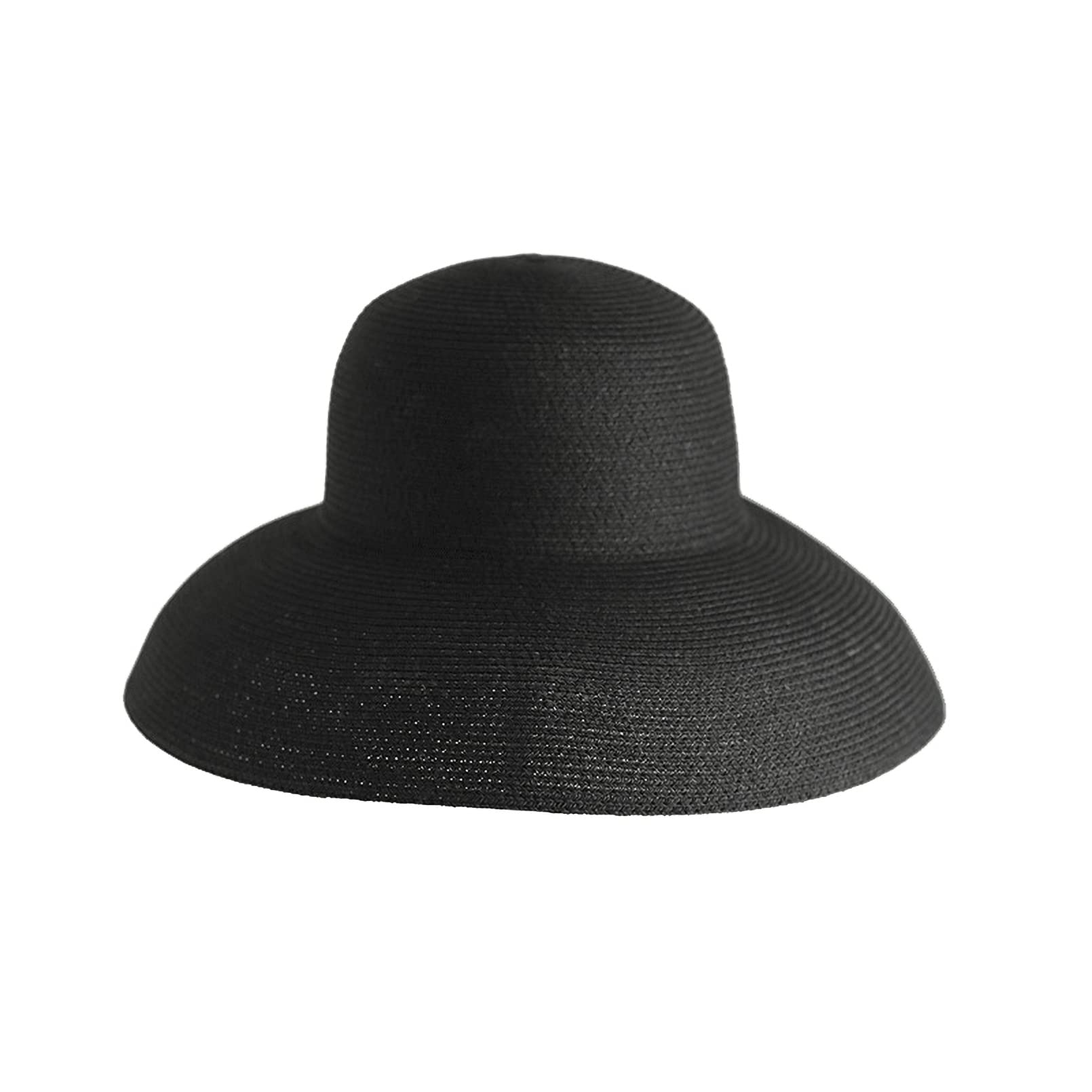 Befur Unisex Black Womens Sun Straw Hat Big Brimmed Summer Uv Upf50 Travel Sunscreen Holiday Beach Hat Foldable