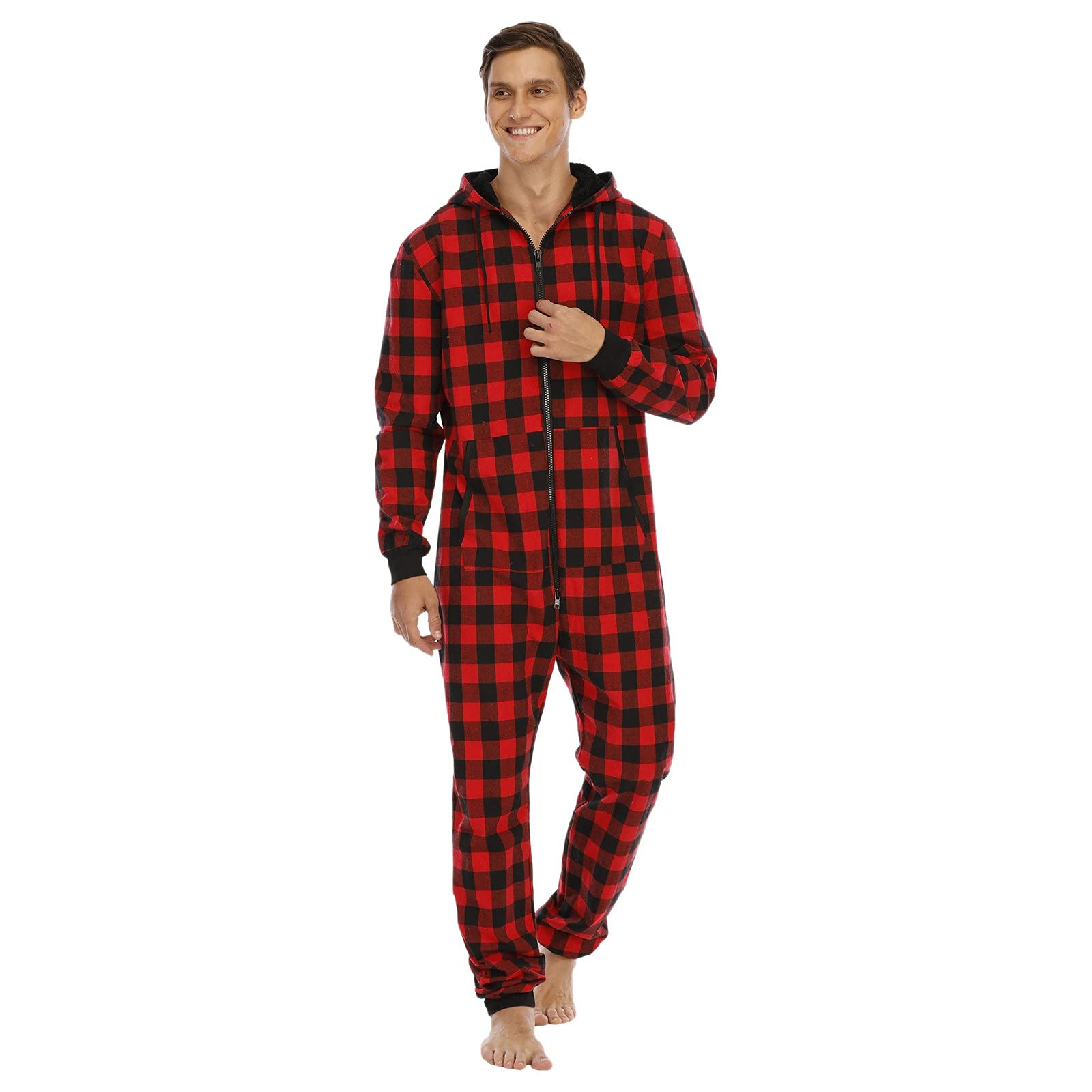 CMBSSTFC Kombinezon Męski przytulny polarowy strój rekreacyjny Męska ciepła zimowa piżama Onesie Kombinezon zakrywający całe ciało z długim rękawem Przytulne kombinezony Teddy Fleece Jednoczęściowy