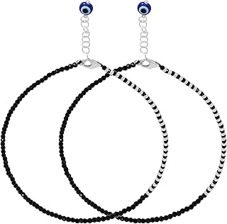 zavya 925 Sterling Silver Designer Evil Eye Rhodium Plated Adjustable Beaded Anklet (Pair) | Gift for Women & Girls | With Certificate of Authenticity & 925 Hallmark-picture-43