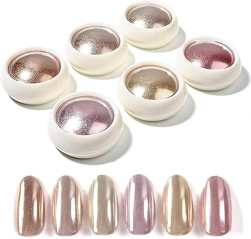 Polvos cromados para uñas de oro rosa, 6 colores, polvo cromado dorado para uñas, espejo metálico, polvos de uñas, decoraciones de arte de uñas