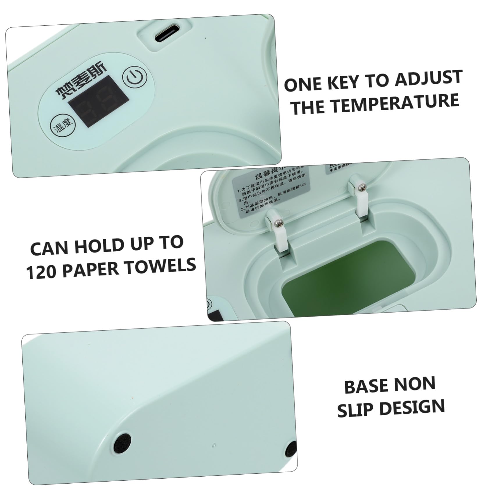 Ipetboom Máquina de Toallitas Térmicas Portátil Pantalla LED y Alimentación USB para Cambio de Pañales en Exteriores, Material Pp Seguro