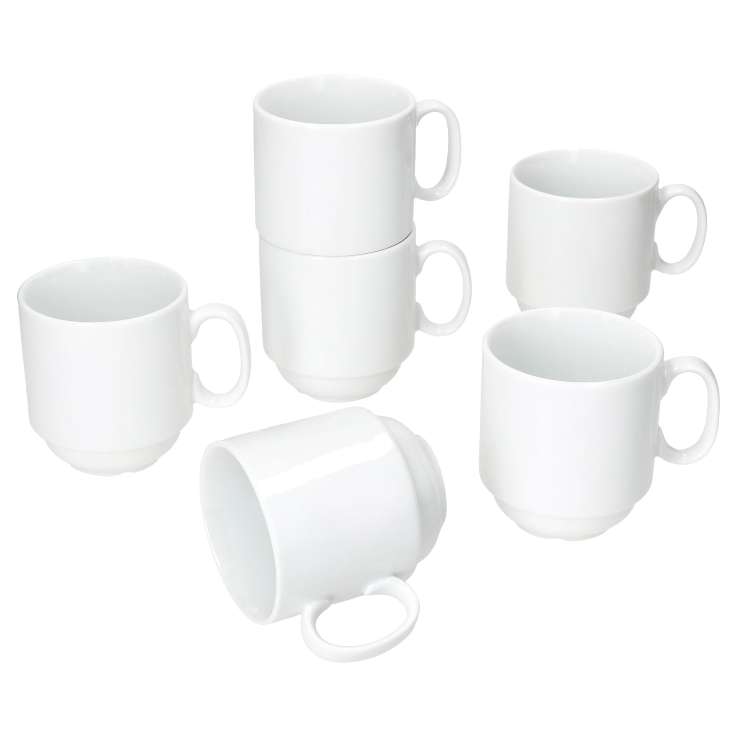 MamboCat Tommy Set 6 tazze da caffè 220 ml porcellana bianca impilabili