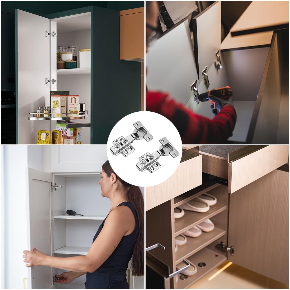 Bisagras Puerta Armario, 2 Piezas Bisagras Puertas Cocina, Bisagras De Puerta De Cocina, Bisagra Puerta Cocina con Amortiguador Cierre Automático, Bisagras Puertas Cocina Armario con Tornillos