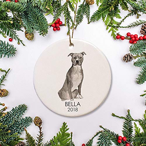 Vontuxe Pitt Bull Staffordshire Christmas Ornament Personalized Dog Ornament Pitbull for Dog Lovers Pet'S First Christmas Family Dog
