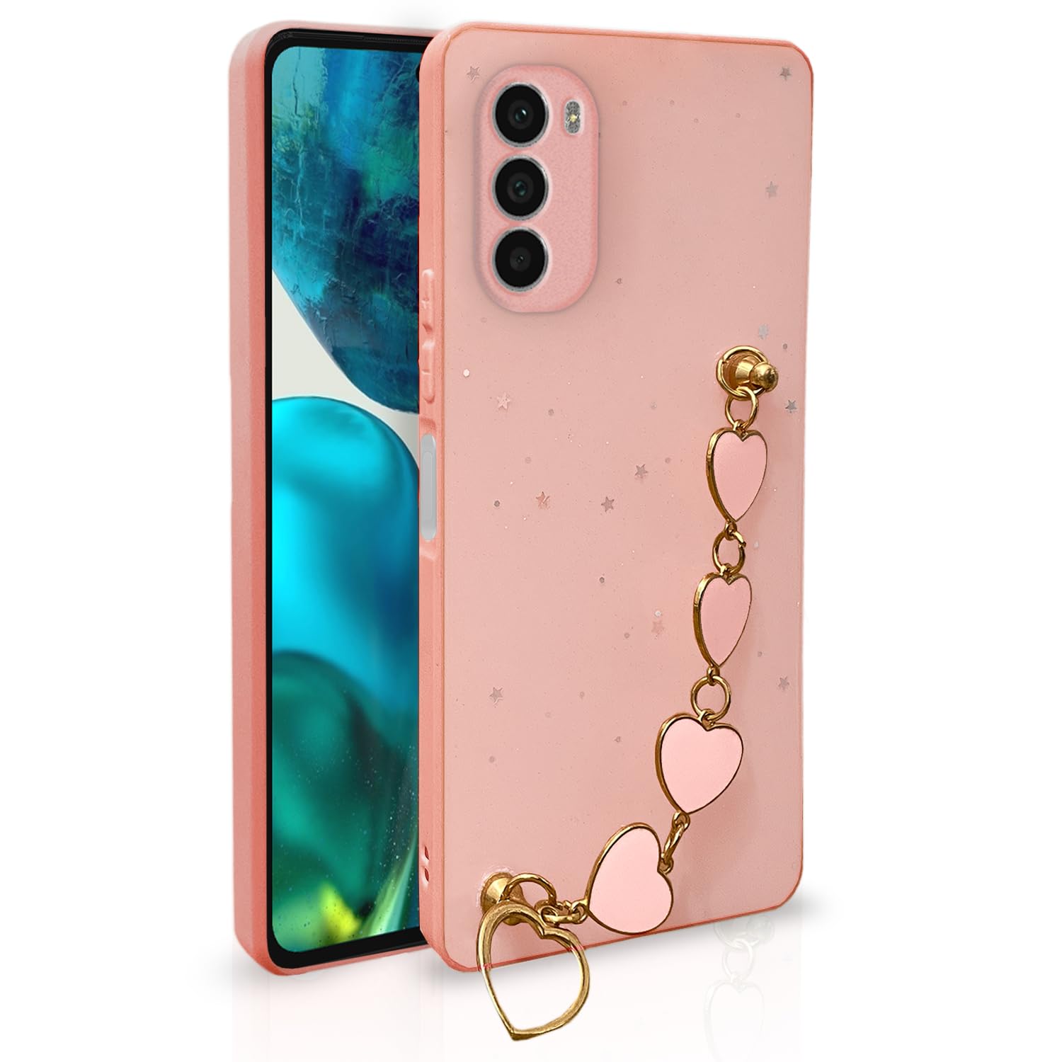 Pikkme Motorola Moto G52 / G82 5G Back Cover for Girls | Heart Shaped Metal Chain Blocks | Sparkling Soft TPU | Case for Motorola Moto G52 / G82 5G (Pink) (B0CG9Y71XZ) Amazon Price History, Amazon Price Tracker
