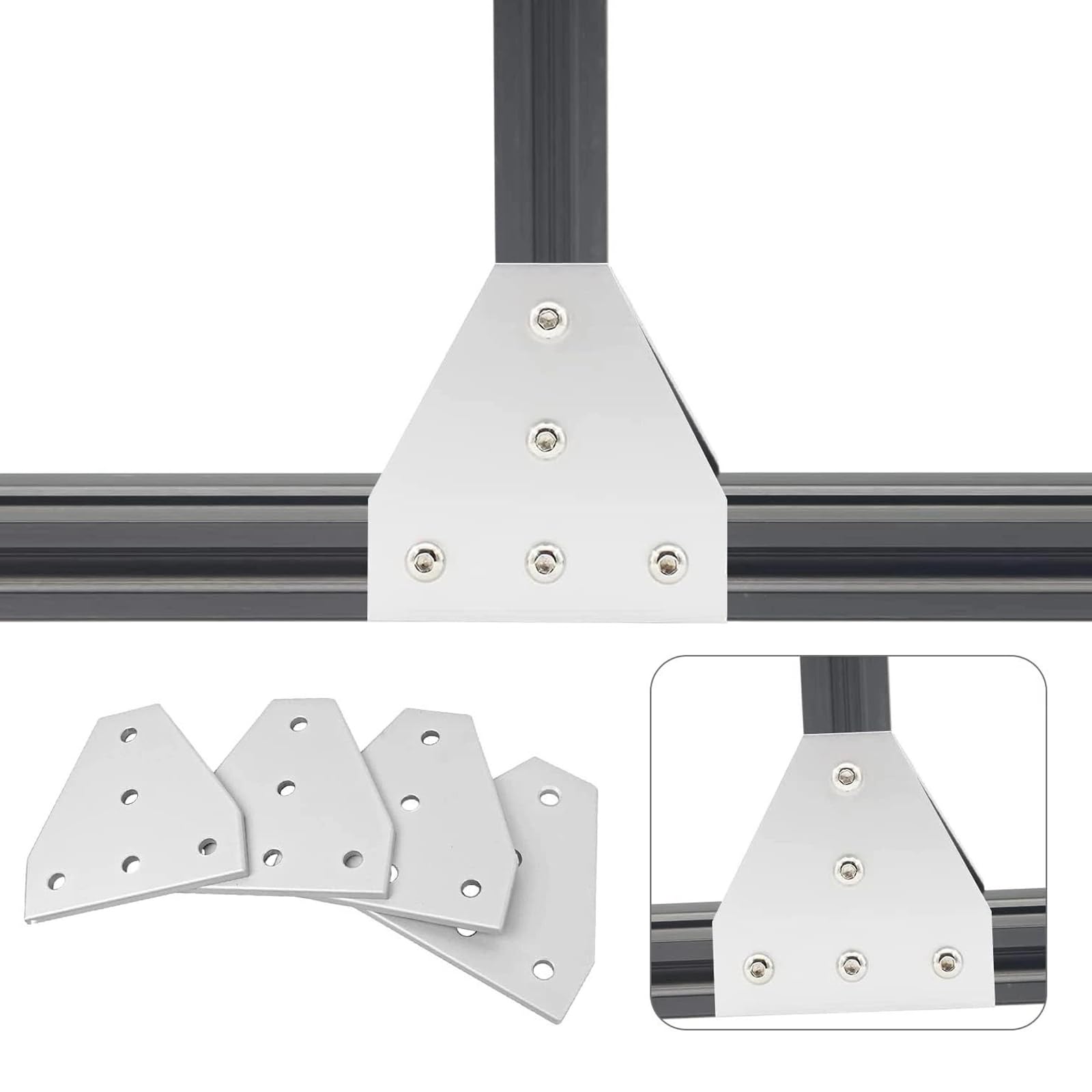 T-Förmige Alu-Verbindungsplatte Für 3D-Drucker & Maschinenbau – 5-Loch-Winkel Aus Schwarzer Alu-Legierung, 60x4mm