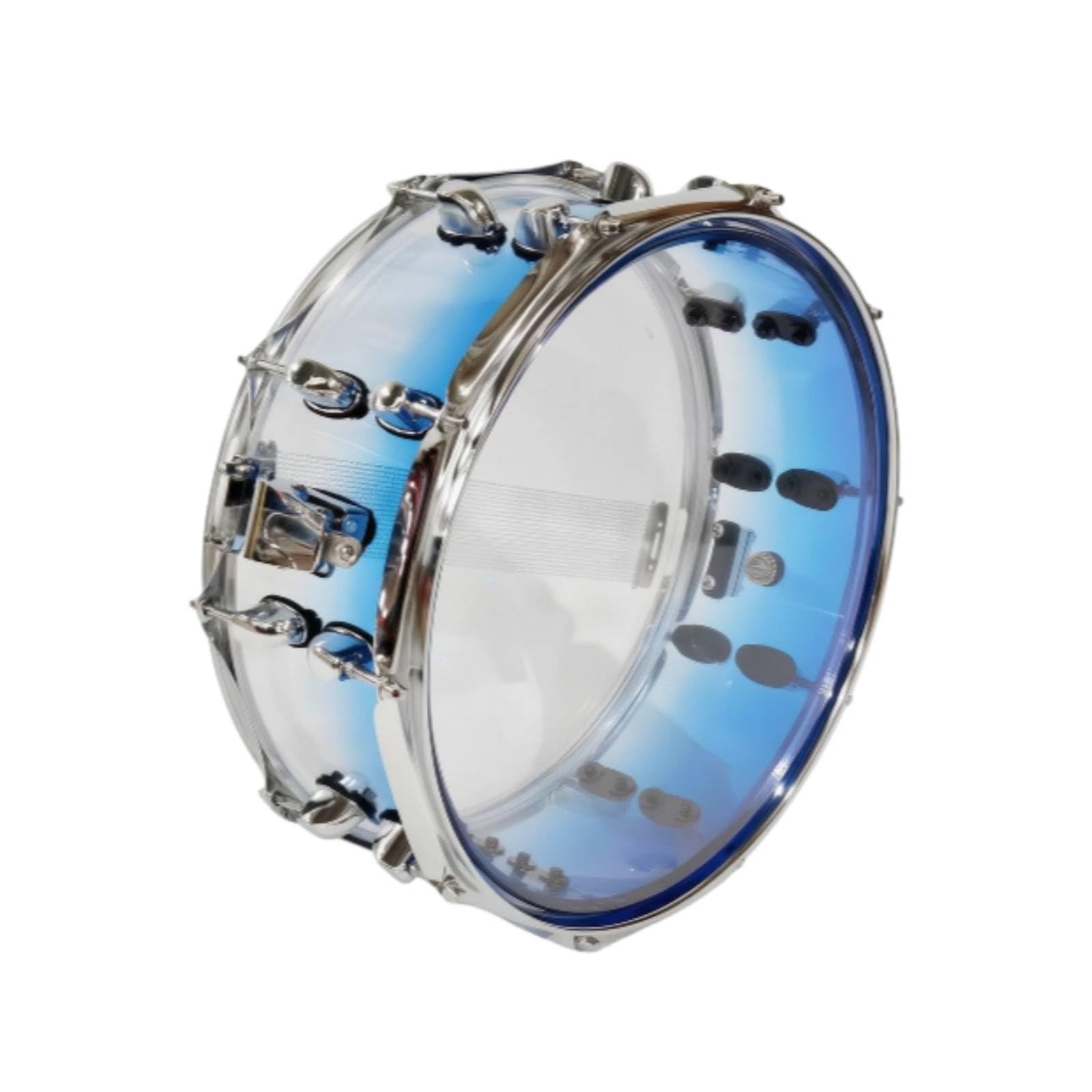 Amagogo Rullante Acrilico 14 Pollici Tamburo Percussione Rullantiera Conchiglia Trasparente Colore Sfumato Cerchi Metallo Lucido Tiranti Cromo Tono Definito Adatto per Bande Processioni Palcoscenici