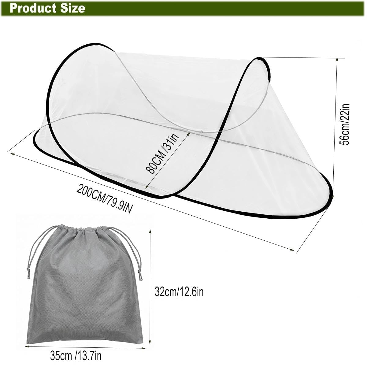 Mosquitera desplegable, 200 x 80 x 56 cm, plegable, mosquitera para viajes, tienda de campaña portátil, cama para casa, viajes, camping al aire libre