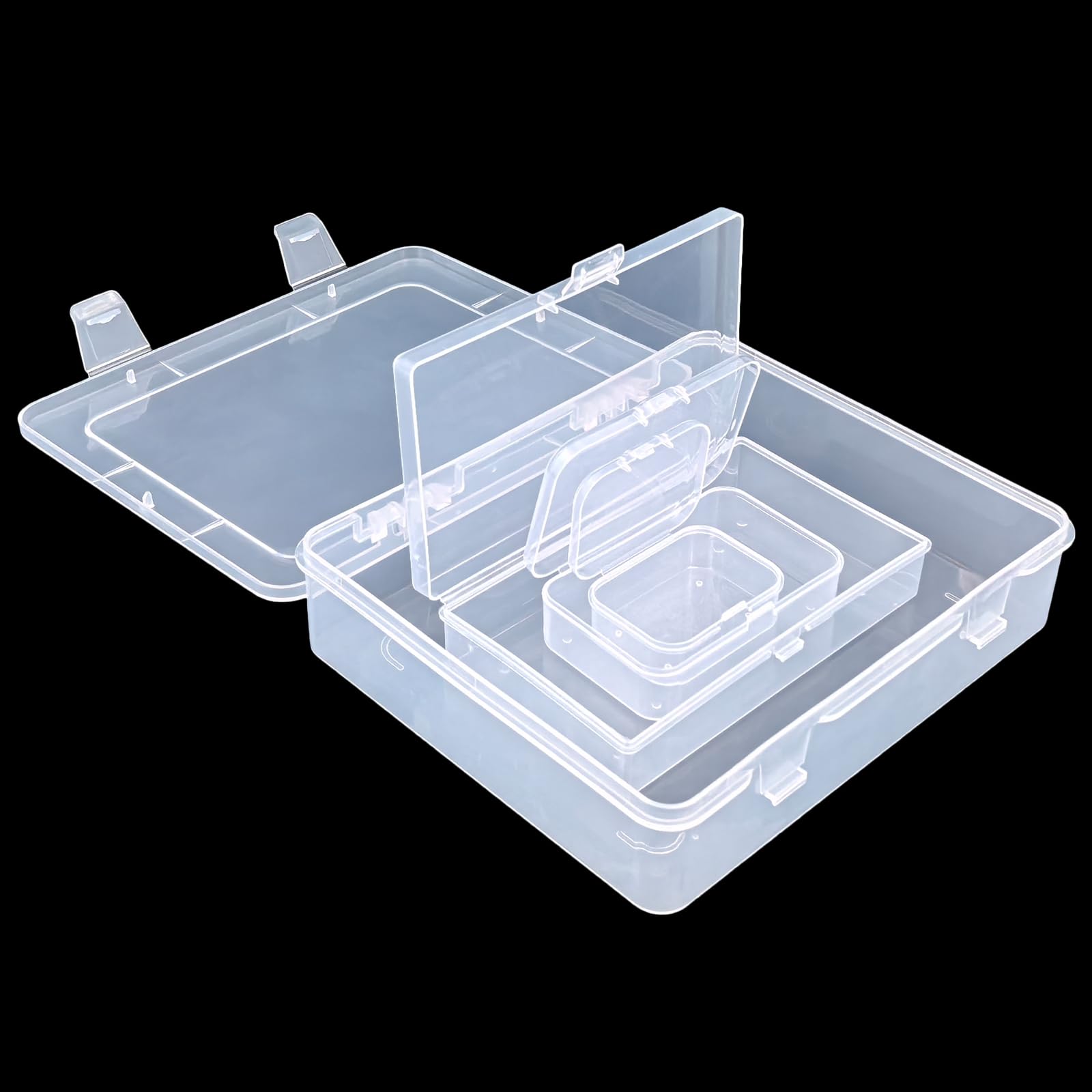 4 Mini Contenitori Portatili In Plastica Trasparente Con Coperchio Incernierato - 12,2x7,4x1,7 Cm, Per Organizzare Viti, Accessori, Artigianato, Carte - 3