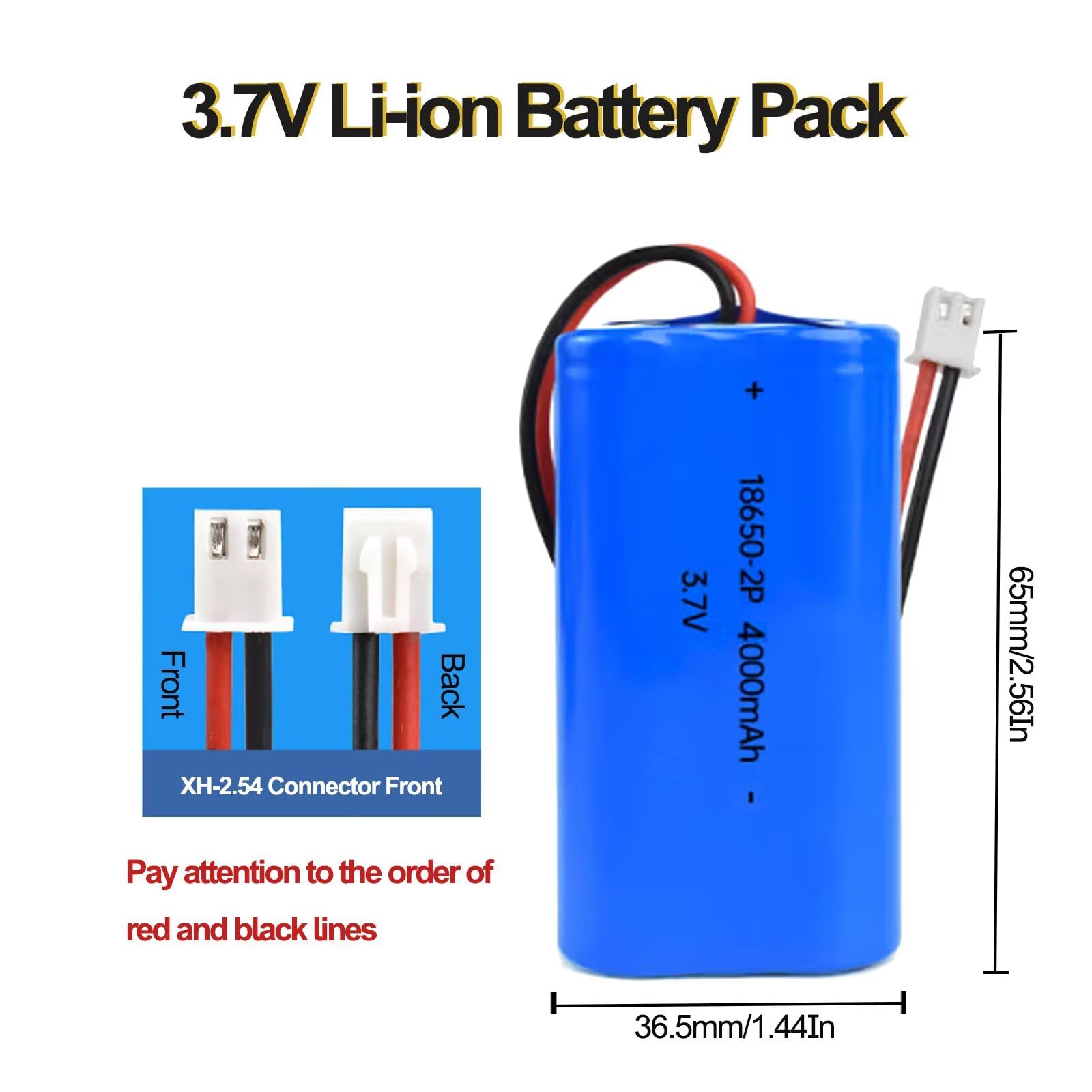 Amazon.com: XYHJUAS 2Pcs 3.7V 4000mAh Li-ion Battery Pack 18650