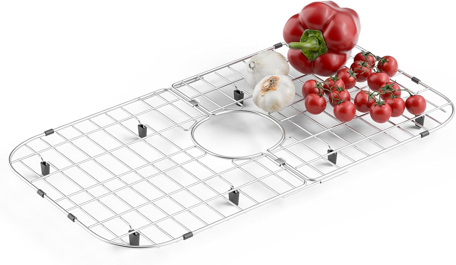 Sink Protector Stainless Steel 26" x 14" – Rectangular Extra Large Sink Grid for Kitchen Sink Bottom, Rust-Resistant Drainage Rack with Scratch Prevention Centered Drain Medium