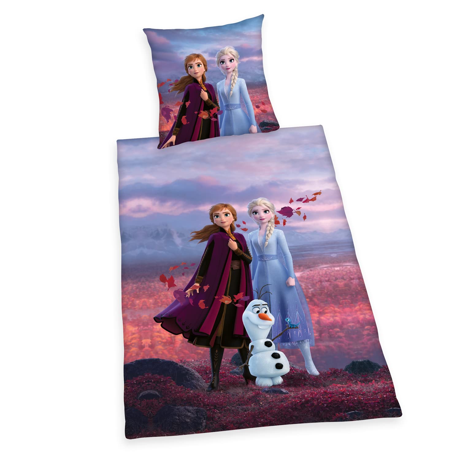Herding Disney Die Eiskönigin 2 Bettwäsche-Set, 2-teilig (135 x 200 cm Bettbezug + 80 x 80 cm Kopfkissenbezug)