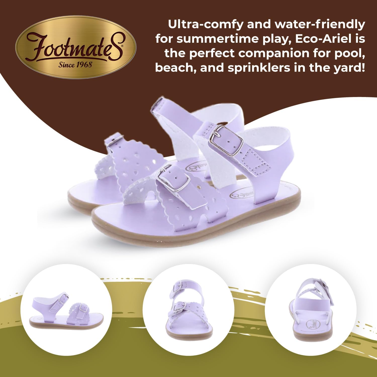 FOOTMATES Ariel and Eco-Ariel Waterproof Sandals for Girls and Boys with Slip-Resistant, Non-Marking Outsoles and Strap Closure