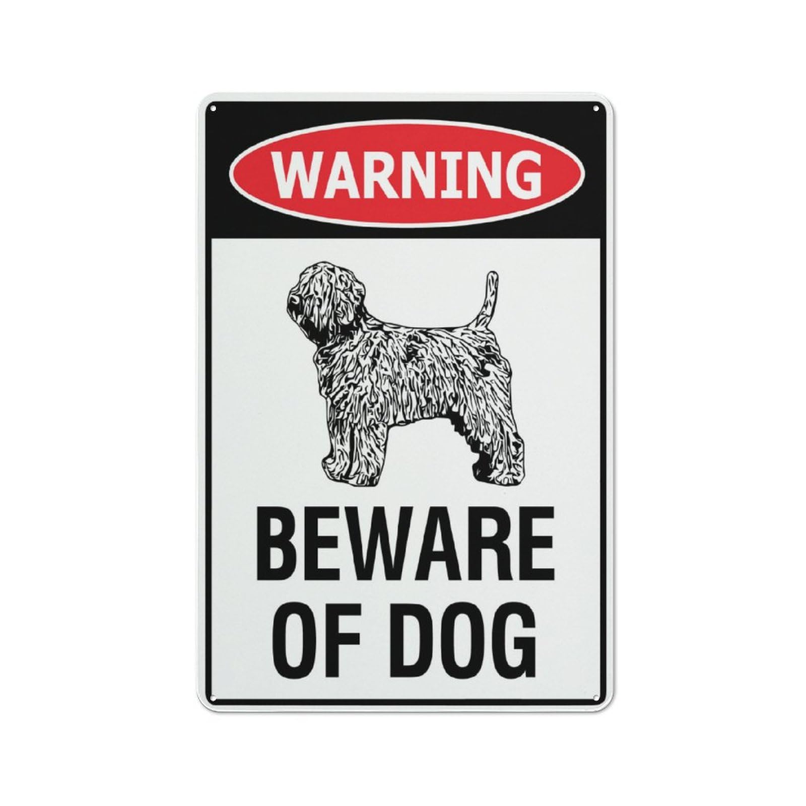 Warning Beware Of Dog Spanish Water Dog Sign 8 X 12 Inches Rust Free Aluminum - Uv Protected, Waterproof, Weatherproof And Fade Resistant - 4 Pre-Drilled Holes