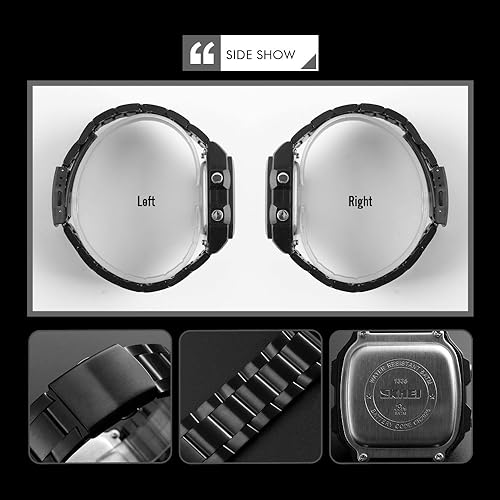 Miniatura 4 de Reloj de pulsera impermeable de cuarzo digital de lujo para hombre con doble cuenta regresiva de cuenta cronómetro retroiluminación reloj