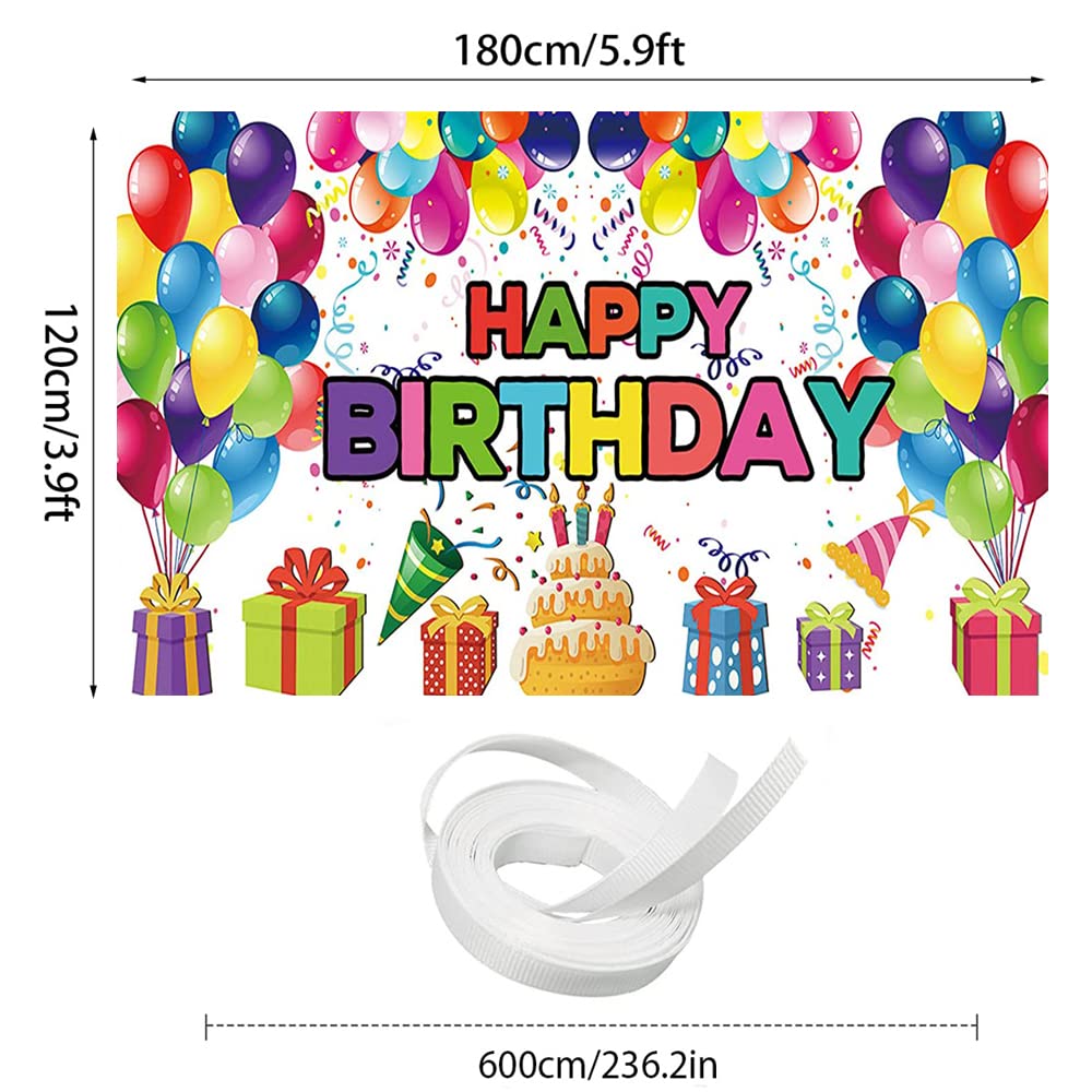 Happy Birthday Banner Als Fotohintergrund – 1,5 X 0,9 M, Buntes Design, Aus Vinyl, Für Kinderpartys