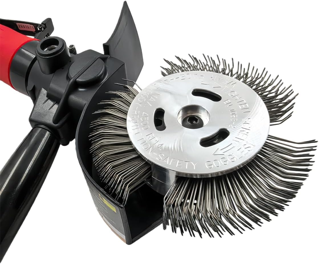 Pneumatic Surface Removal Tool for Remove Adhesive-Backed Decals Pinstripe Derusting Remove Glue, Corrosion, Stripping and Paint Wire Abrasive with 0.7mm Bent Tip Wire Brush Wheel Kit