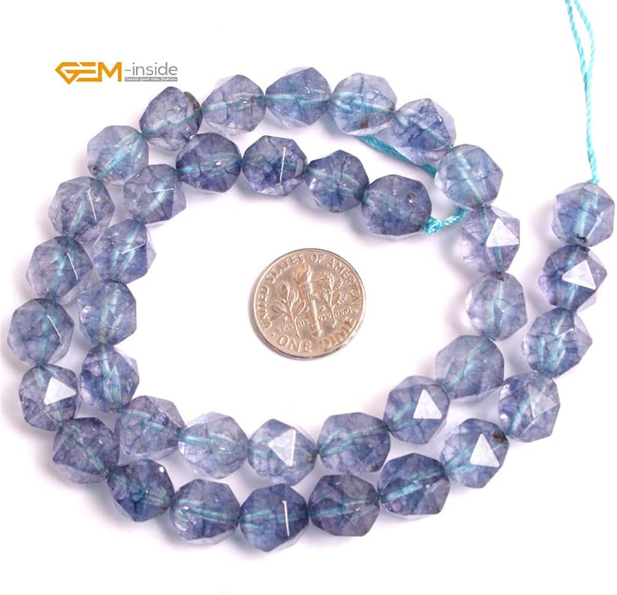 Amazon.com: GEM-Inside 天然10 公釐海藍寶石散珠切面染色藍色Cambay