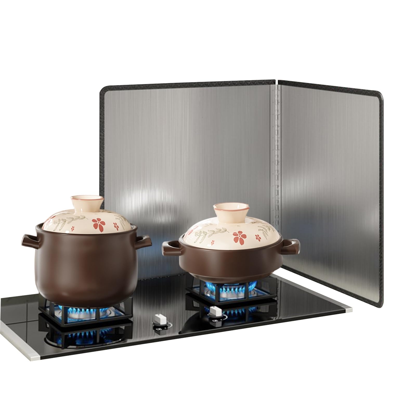 AFQBOEQXY Splatter Guard Splash Back, Stove Splatter Guard Stainless Steel Foldable Silver Multiple Sizes(40cmx40cm)